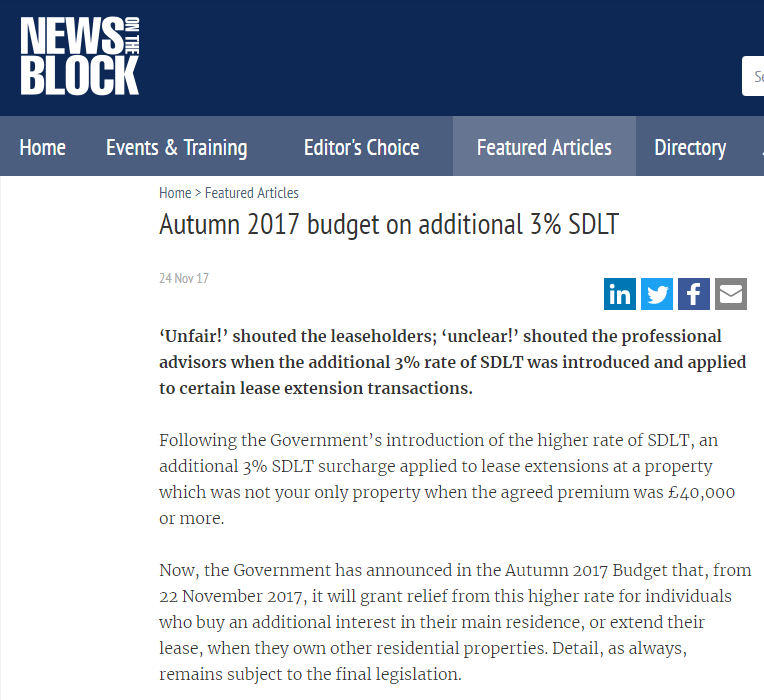 News on the Block- Autumn Budget 2017
